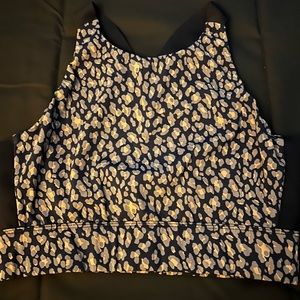 Varley Sherman Sports Bra ~ Blue Brown Night Fall Cheetah Print ~Size Med ~ EUC